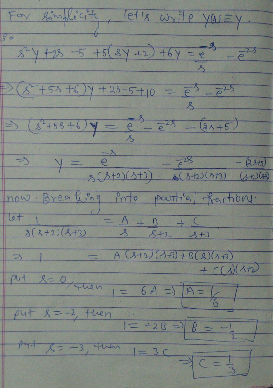 For sim Sinflicting lets write you sy oo s?y +s 5 +5( SY +2 +6y 25 s +3+58 +6y +38-5+10 es - e25 -> (3P+58 +6 Y . (@s+5) s -