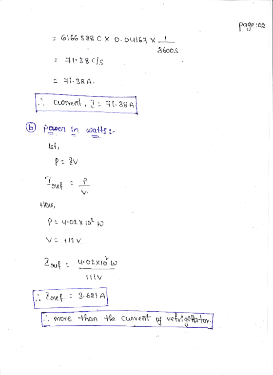 page :02 6166 528 CX 0.04167 XI 36005 2 71°38 s. 4.38 A. 1.? ccontent, 2 - 71.38A 6 power in watts :- Prav Foreft/ Hen, Pa 4.