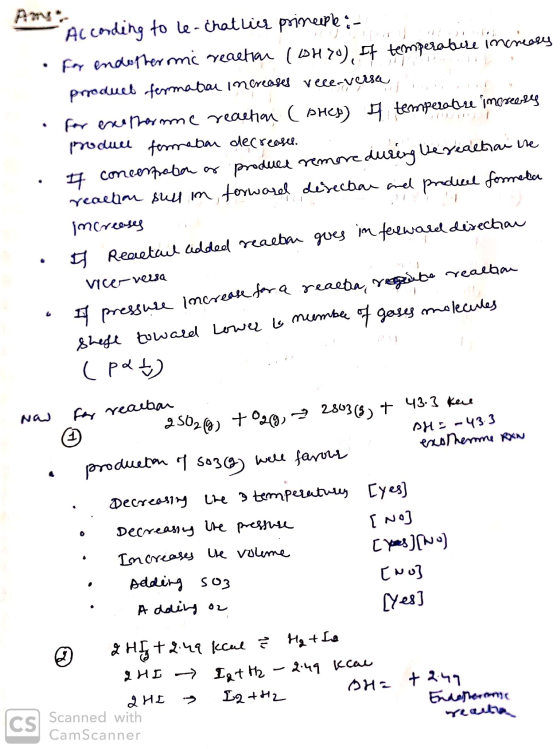 According to Le-chat lier principle :- for endothermic reaction (6420) If temperature increasy product fermatial increases ve