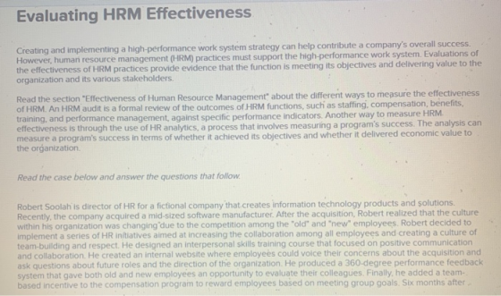 Evaluating HRM Effectiveness Creating and implementing a high-performance work system strategy can help contribute a company