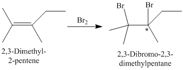 Br2 tk 2,3-Dimethyl- 2-pentene 2,3-Dibromo-2,3 dimethylpentane