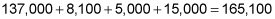 137,000 +8.100 +5,000 + 15,000 = 165.100
