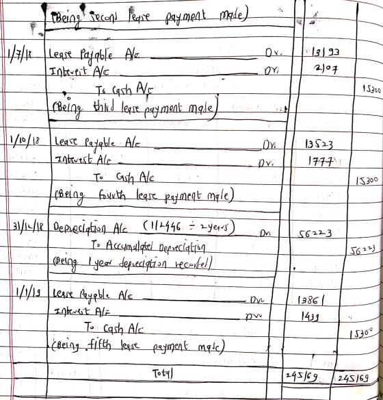 Being the cand leave payment mode) OV, 3193 11/7/11 2007 Leque payable Ale Interest Ale To cash fBeing thind legse payment mo