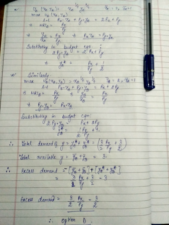 to T. = 2. TAI З.fa 4 - man UA (6 YA) Pogle + HRA = Px YA Pa CA py. By Subsbitubing in budget som Pxt Py Px + ! a ljo ya » Si