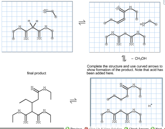 :O 0 0: - CH3OH Complete the structure and use curved arrows to show formation of the product. Note that acid has been added here. final product :0