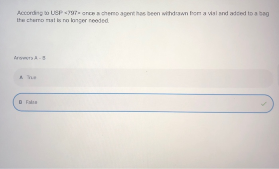 According to USP <797> once a chemo agent has been withdrawn from a vial and added to a bag the chemo mat is no longer needed
