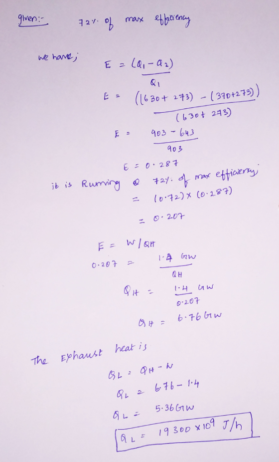 he hamd &1 (1130 + 273) E = -(31D+27s) (13叶243) 40多 E028 (072.) X (0.297) 20? Q H .207 めけ 6-76(nw The Ephaust heat is