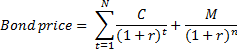 Bond price = 2 (1+r):+ (1+r)- ŚC+M