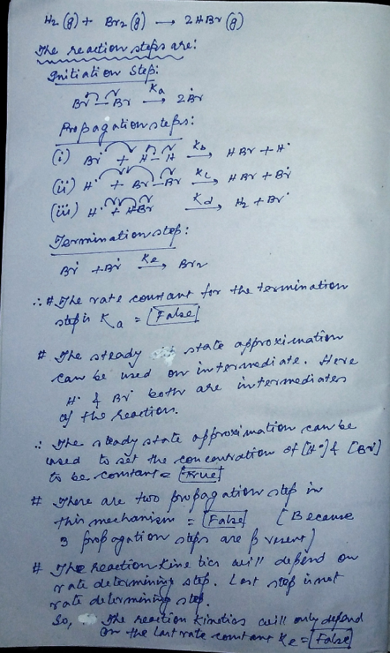 YV Hz () + Brz (6) -2 #B~ @) the reactiow steps are: Initiation Step: BruBr2 er Propagation steps: (i) si det to HBr + H. (i)