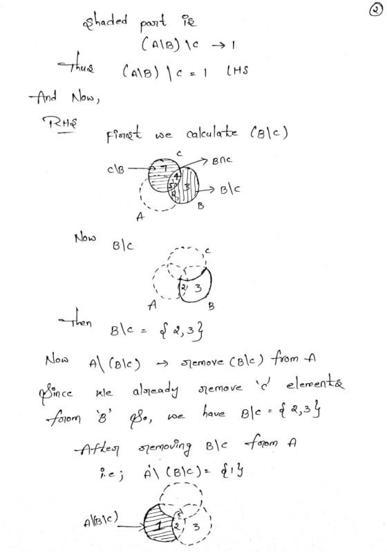 shaded part is - CAIB) ac Thus CAIB) Ical LHS And Now, RHS first we calculate Colc) Вас B2 А В Then ble - $ 2,33 Now al Coley