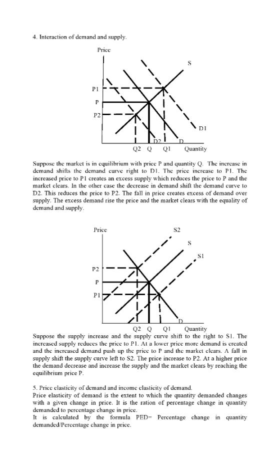 4. Interaction of demand and supply. Price DI 1021 Q2 Q Q1 Quantity Suppose the market is in cquilibrium with price P and qua