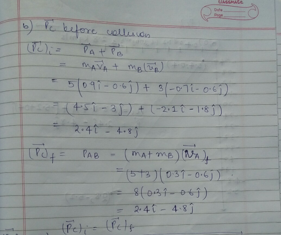 CIASSMAte Date Page 6) Po before collinen (C) = PAT PB MAVA + moltep) 5099-0-63) + 3(-0.74 - 0.61). 4:51 - 39) + (-201 î - 11