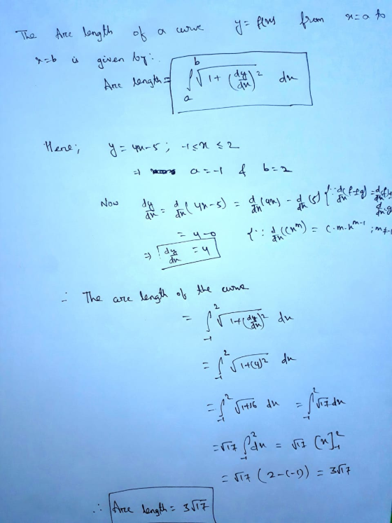 from N=a to y = flus free length of wie a The dab ث given by : b Arme length at fit (dan) 2 de Here; y = 40-5; i<n<2 Hoorn a-