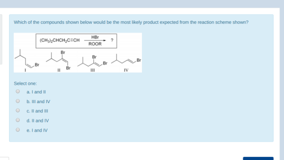 Which of the compounds shown below would be the most likely product expected from the reaction scheme shown? (CH3)2CHCH2CECH