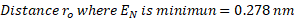 Distancer, where En is minimun= 0.278 nm