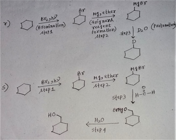 M4BX Въ22hy (Bromination) step1 Mg, ether (Grignard reagent formation) step2 Do (Protonation Step3 MG BO 028 her 88 Step3 Het