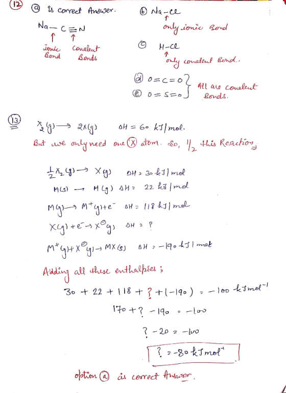 @ es correct Answer. Na-CEN ionic Conalent Bond ① na-ce I only ionic Bond © H-ce only conalent Bend @ 0=c=02 @ 0=550) Bonds.
