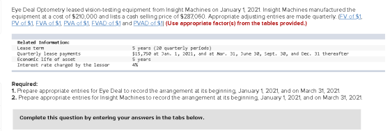 Eye Deal Optometry leased vision-testing equipment from Insight Machines on January 1, 2021. Insight Machines manufactured th