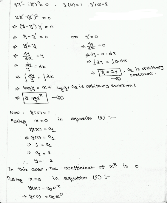 Ay-150 7(0)=1 ,y (0-2 48-4)2 = 0 >> (4-40 yao gry g=o ar 7 du 2 ay 7 say => =da dy =o.da jooda [9 = C1, as is arbitraty co