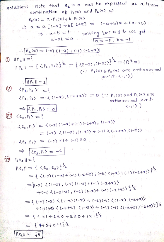dor solution : Note that e, = a can be expressed as a line combination of pica and P2 (x) as.. eg (X) = a. pic«)+b.P2(X) x= a