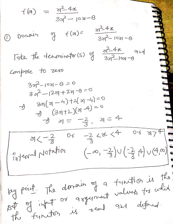 of_ar ald fla) = 012-404 3012 – 1001-0 to Donain of f(a)= 3o7-187-8 Take the denomina for(s) of the compare to zero 337-187-8