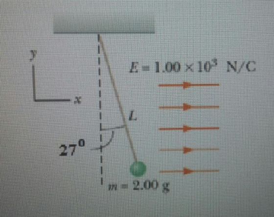 E1.00 x 10 N/C in = 2.00 g