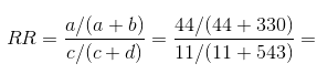 с/(c + d) 11/(11+543)