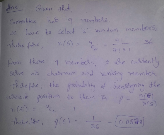 Ans Grnen thet, 9 members Cemmttee harc to select 21amdom memocrs Thire fae, has 36 91 7121 2 Se cusSienty Member 1 membess c