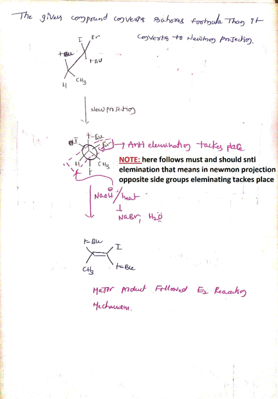 The giver compound converts sabores footbala Thay at 1. I Br converts to Newmog projection. tou na row to CH3 New posetio el