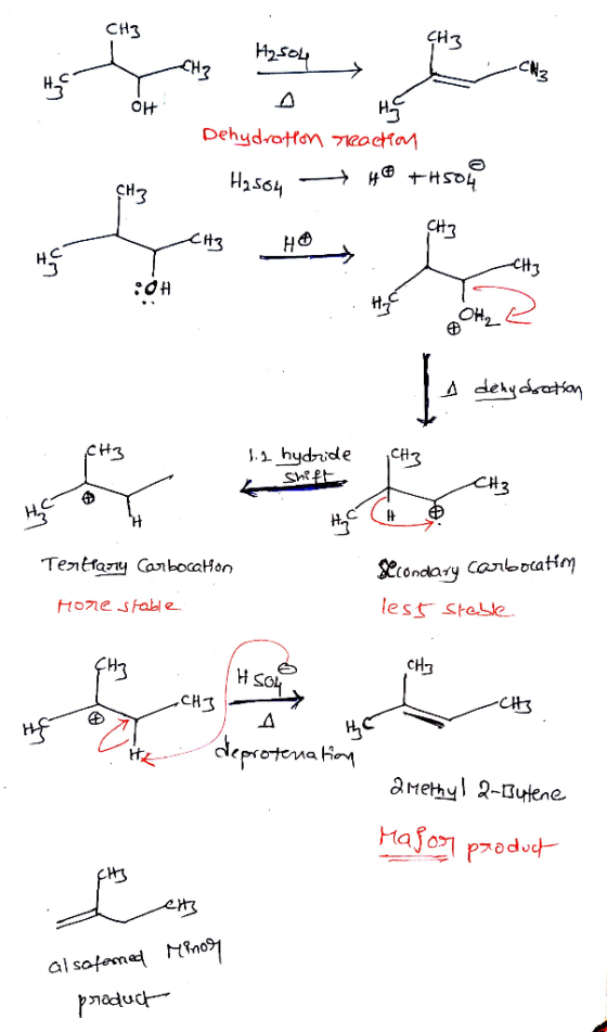 CH CH3 H2504 و WHO تعلیم CN2 OH Dehydration reaction H2564 -+ 40 +H50m 왜? X CH3 HO SCHE OH H₂E A dehydration 1.1 hydride 13 1