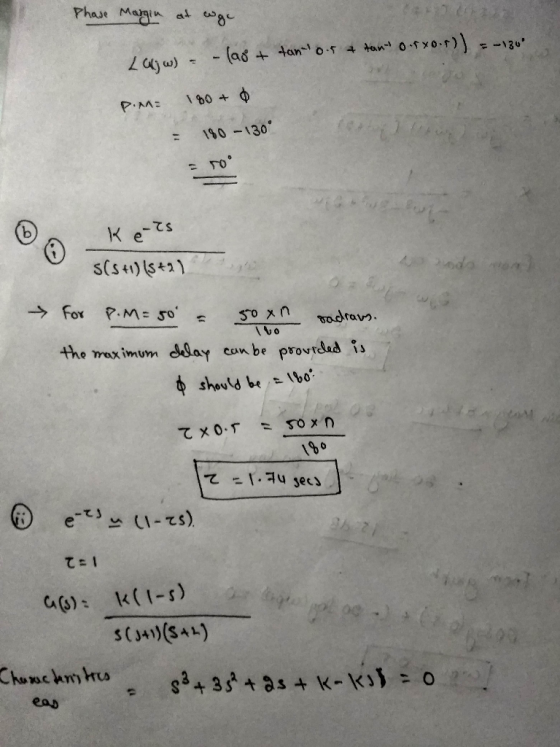Phase Margin at wge L6w) - - (a$ + tan-0.5 4 tan-0.1*0.5)) = -1300 p.= 180+ 0 190 - 130 = - TO ke-ts • S(SH1) (5+2) doo For P