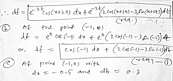 --.f- testos(2+24) date }(2.cos(a+z+) =3 fin(x+4)dt At the point (-1,0) (rea.) Page 1 l} = eº ca (-) 4 + 4( 2 cm (-) - 36 - 4