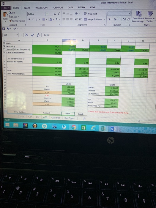 FILE HOME INSERT PAGE LAYOUT Xu Calibri Formweine B IU. . Clipboard Font FORMULAS DATA * == . A. Og Copy Week 5 Homework Prin