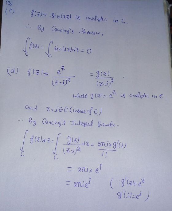 $(2/= ginlaz) is Qualsfic in C. * By Ganchys thearsem, 812) Sin(azldz = 0. et (d) 812= (Z-ija %3D9() (z-ij° where g(21= et is