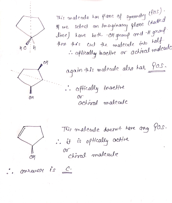 on thss laho hal or achiral na с 1 0H ochiral malecuse TErmaletule doerut iare ong fas ostive chiral maleule