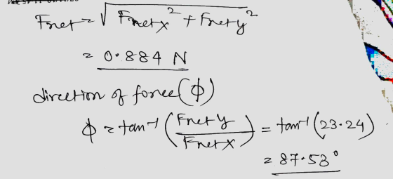 v Forexa Francety finery 20.884 N direction of forree ) datant (Fretly = tan! (23-24) frett / 2.871530