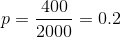 p=\frac{400}{2000}=0.2