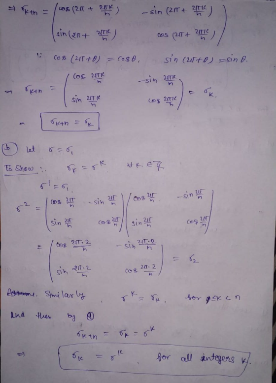 - kth 11 Los (211 + 2Tk 27K) - sin (211 + 21114) sin (21+ 274) Cos (21T+ ztic n Cos (211+0) = Coso, sin (utto) -sino. los 2TR