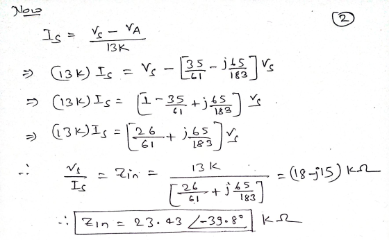 Now 2 Is 3 vs - VA 13K 35-j. Vs S (13 k) Is = 163 ܠ 35 vs 183 (13K) Is = (13k) Is +j65 +j65 26 61 13k VI Zio = = (18-715 kr I