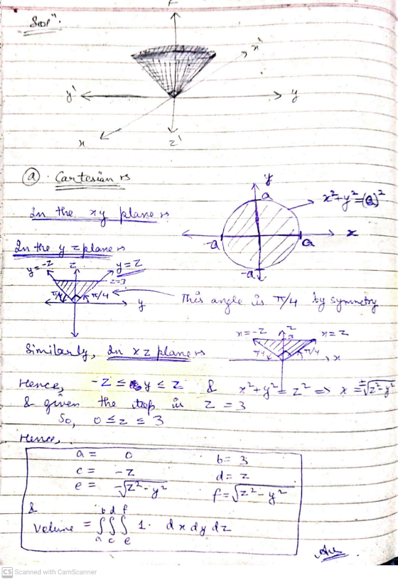 X z (a Cartesian is * an the ny plane is In the y z plane y=Z at kr/4 This angle st is 7/4 by symmetry = -2 Similarly, di xz