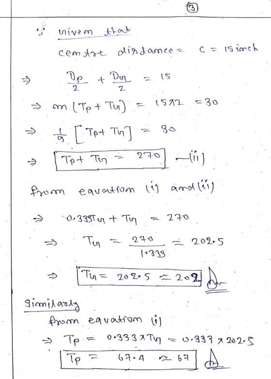 3 univem that centre distance a c = Isinch Det Dor 15 2 2 > (572 =30 m (Ppt To [Те Tpt. To 30 V Tot To 270) - from equation i