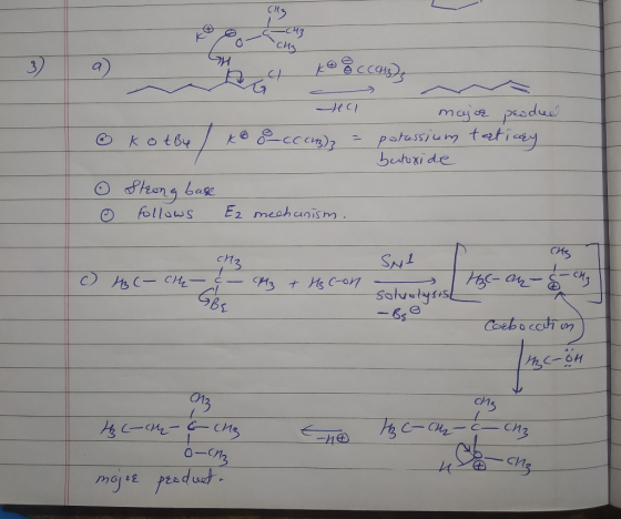 -243 acuz k 8 ccclzz -HCl mają peodud kotBy / ko dccc432 = potassium tertiary butuxide O Strong base o follows Ez mechanism.