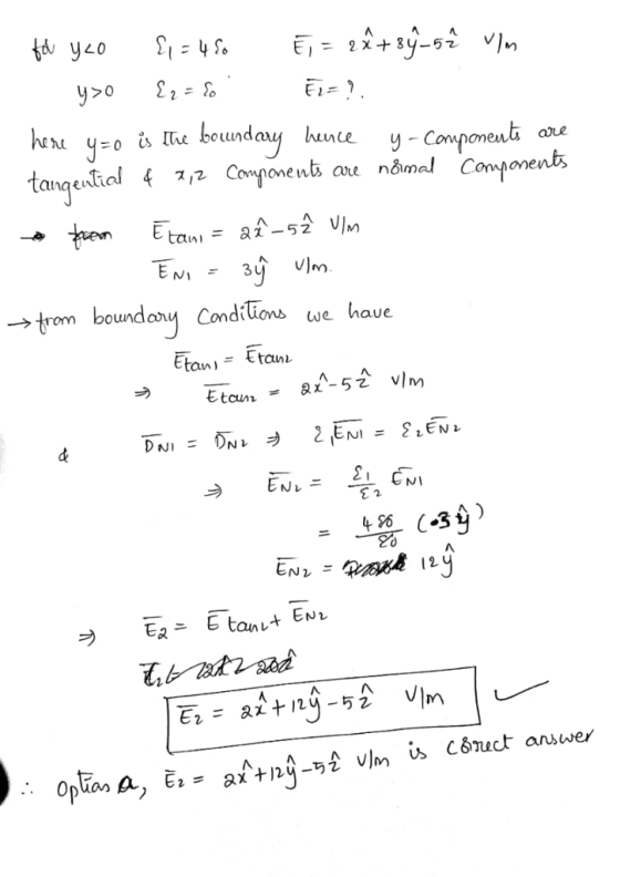 VIn y>o her o buntay Components hence -Component Components are tangentiel are naimal E tan tram boundary Condilions we have