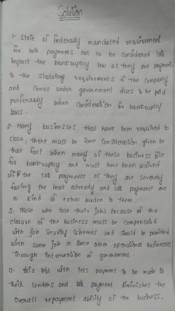 Solution State of federnoully mandated requirement for lute payments not to be considered tale impouct the bank zuptcy law as