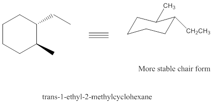CH3 CH2CH3 More stable chair form trans-1-ethyl-2-methylcyclohexane