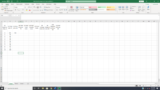 Search Sign in - Aurinho P File Home A X Cut x Comments Insert Data Sheet for Assignment 2 Spring 2020 12 - Page Layout Formu