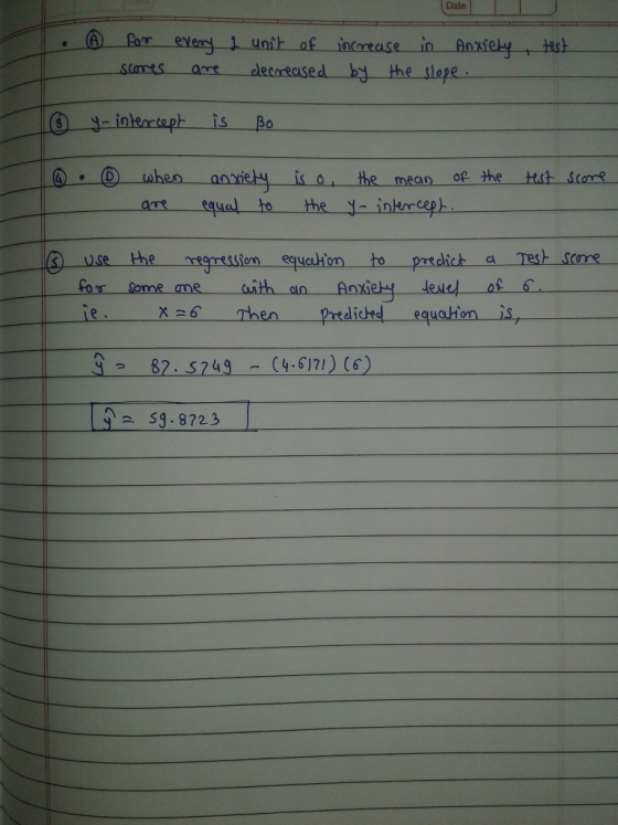 Date ) f r-every 1-unit of increase in . Anxiety , test ㄧ sumts ant eletreased by the slape LO-. О.when--anxiet -isot-the are
