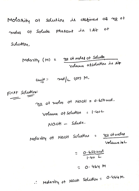 Motasity ot Solutiou Modes ot Solute Paasent Sulutton Molanity (M) no ot oles ot Solute uit mdL(or M FiTRt Solutin mo o uoas
