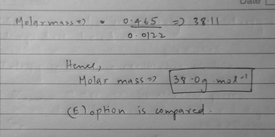 Melarmass) O465 38 11 O0122 Henel 38 Molar mass Lopared Elapton is