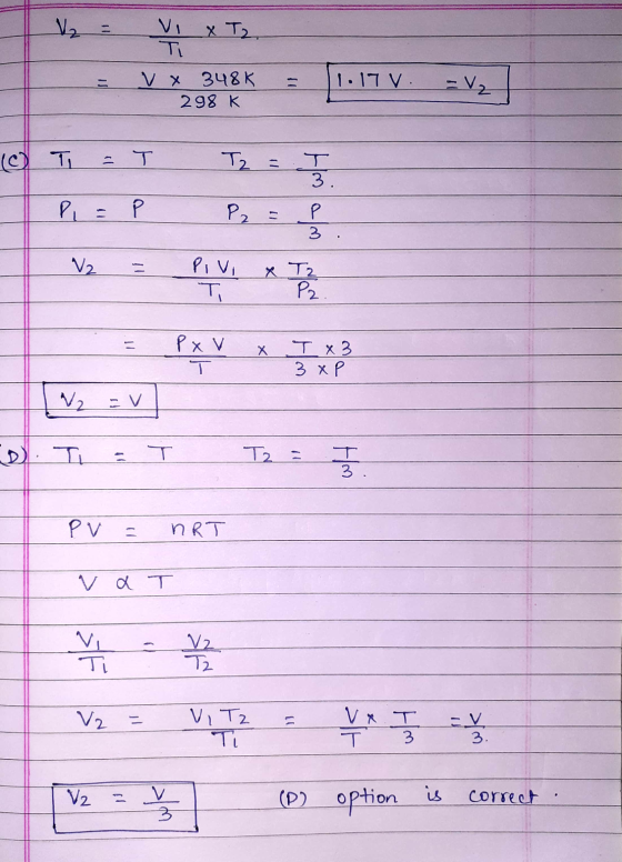 v, E xT.. = yx 3485 = 1. 17y. - V, 1 Ti 298 К це ті ат | P = P Т2 - т P, р Рx y x тx3 3 xe D. T = T T2 = 7 PV = nRT va T V2 =